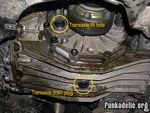 Transaxle drain and fill holes (viewing from driver's side)