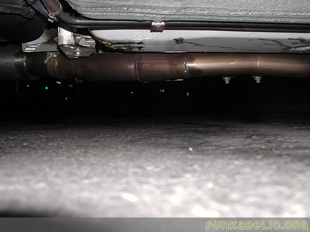 Exhaust should not hang down like this (friend's Borla exhaust).