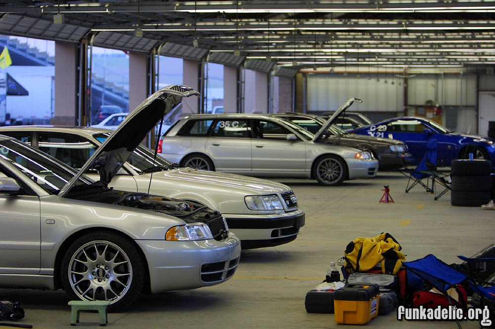 C group in the garage at the end of the day