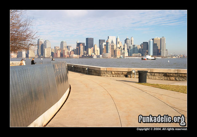 Ellis Island Wall of Honor & the Manhattan skyline