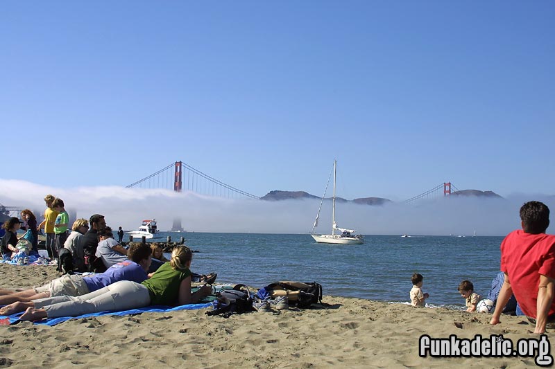 the fog managed to hang down low and just around the bridge for the most part